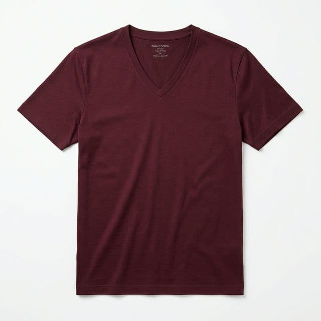 Premium Pima V-Neck in Burgundy