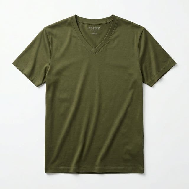 Premium Pima V-Neck in Olive